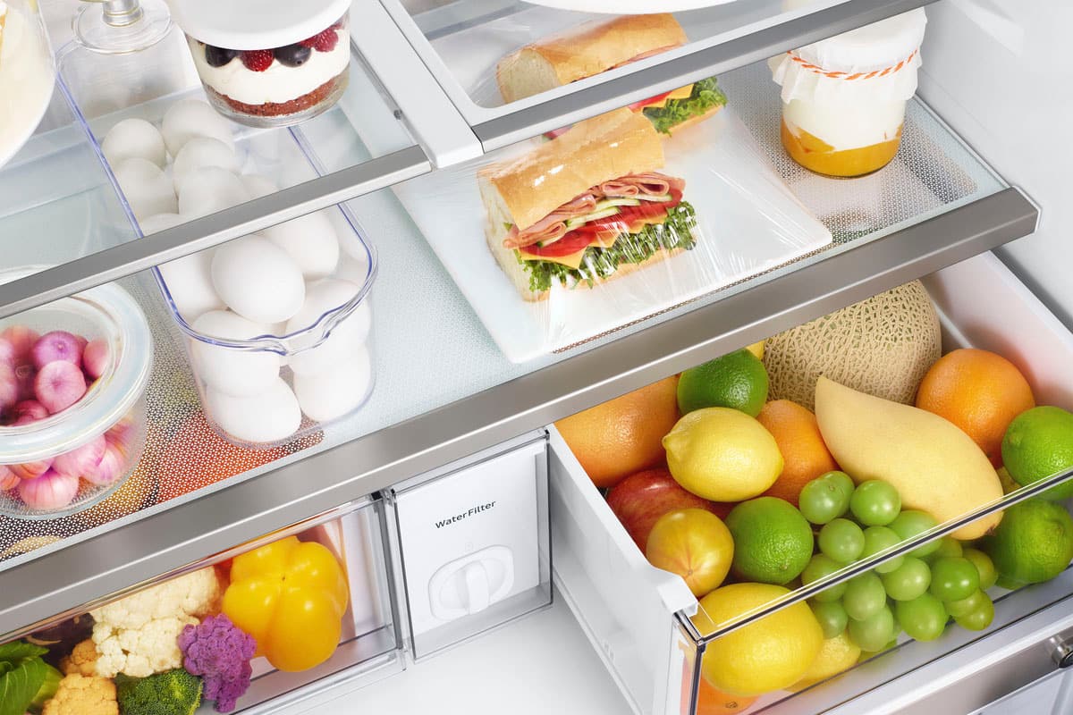 Alt View 3. Dacor - 22.8 Cu. Ft. 4-Door French Reveal Door 36" Counter Depth Refrigerator with Beverage Center - Silver Stainless Steel.