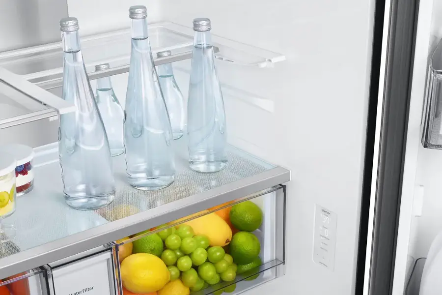 Alt View 4. Dacor - 22.8 Cu. Ft. 4-Door French Reveal Door 36" Counter Depth Refrigerator with Beverage Center - Silver Stainless Steel.