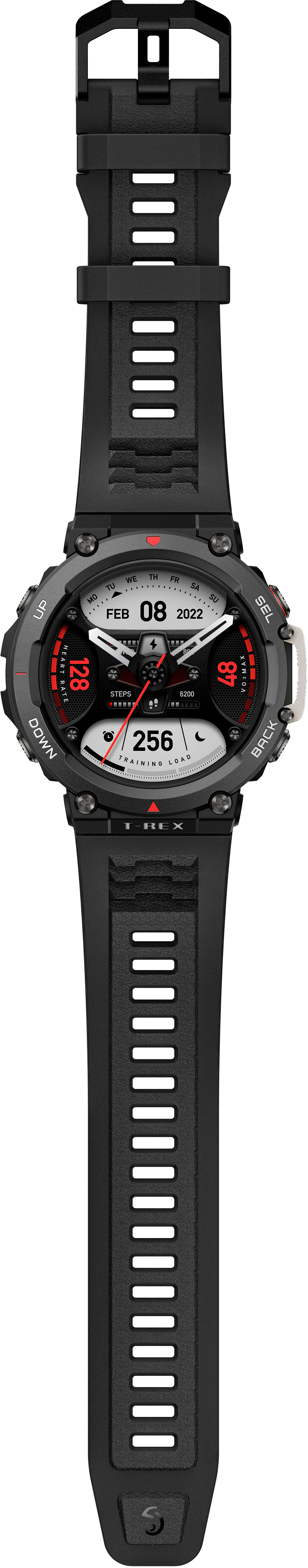 Back View: Amazfit - T-Rex 2 Outdoor Smartwatch 35.3 mm - Ember Black