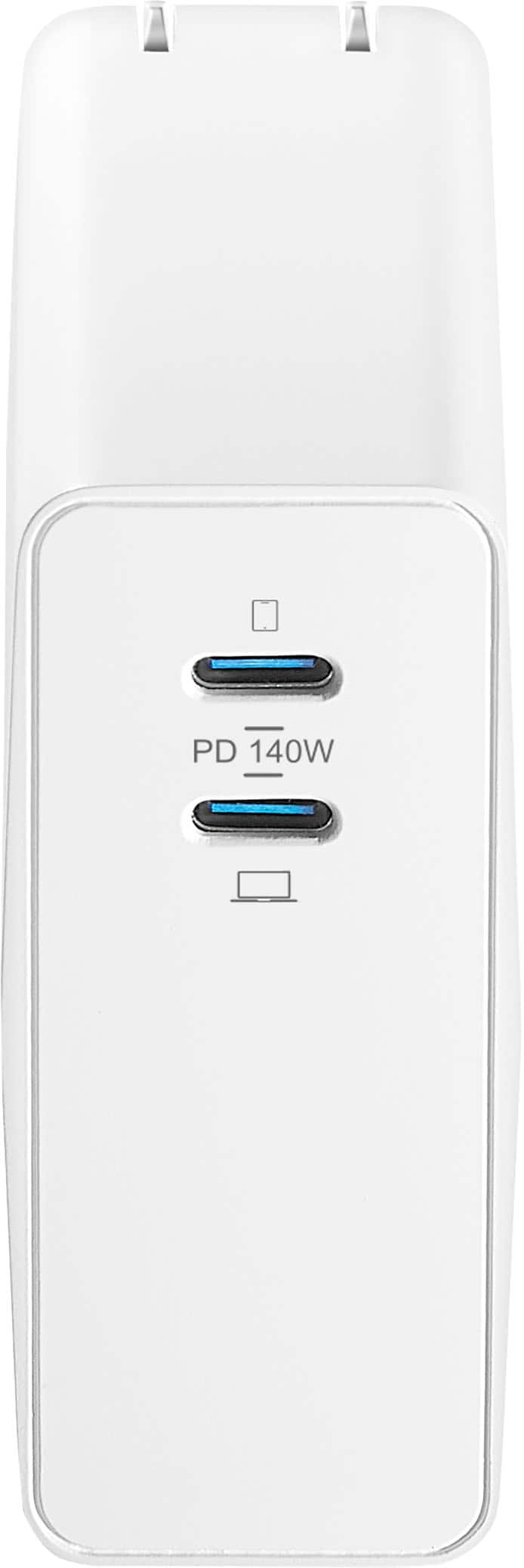 Alt View 12. Insignia™ - 140W Dual Port USB-C Compact Wall Charger Kit for MacBook Pro 16”, Smartphone, and Tablet - White.