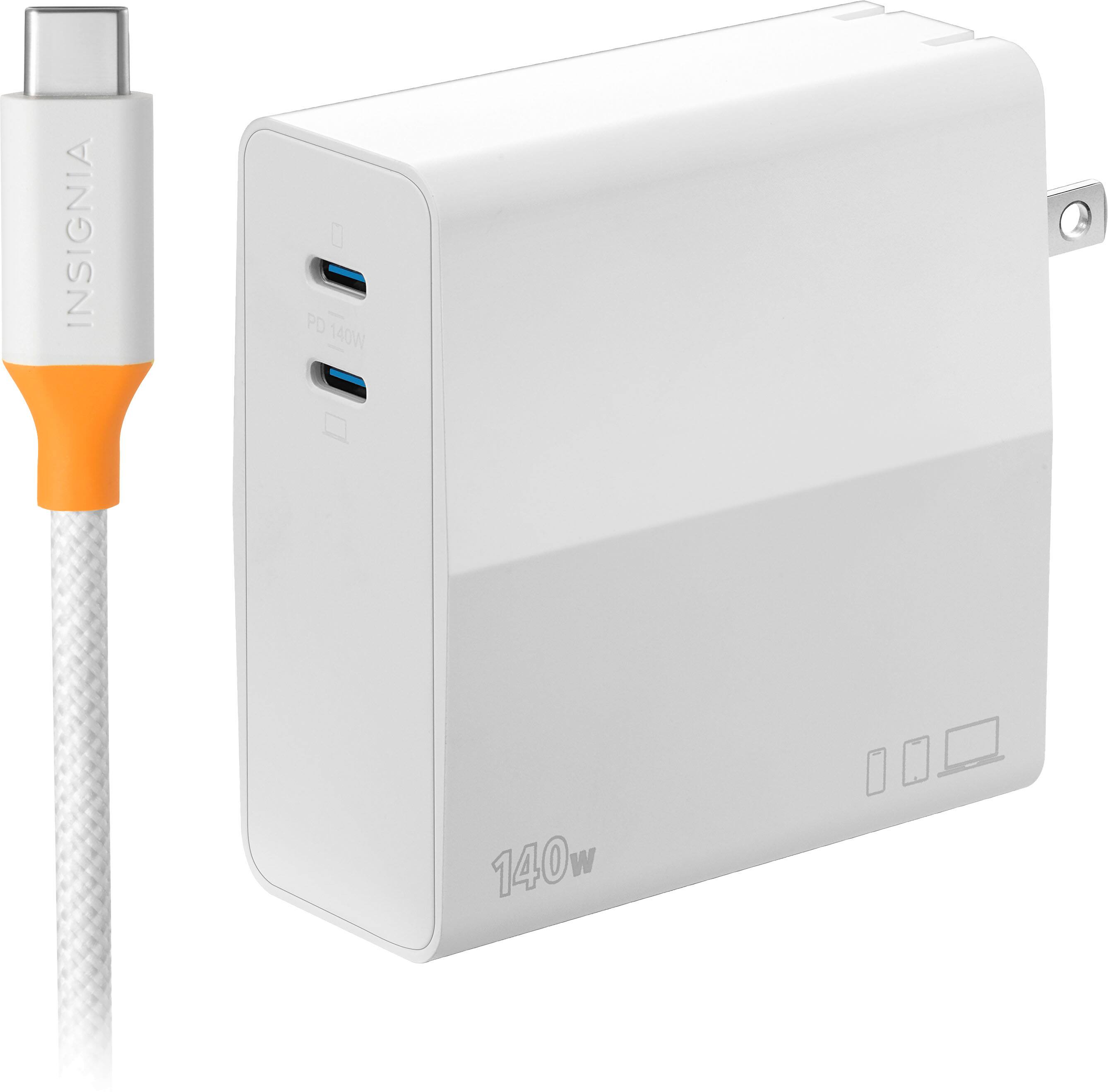 Alt View 11. Insignia™ - 140W Dual Port USB-C Compact Wall Charger Kit for MacBook Pro 16”, Smartphone, and Tablet - White.