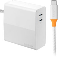 Insignia™ - 140W Dual Port USB-C Compact Wall Charger Kit for MacBook Pro 16”, Smartphone, and Tablet - White - Front_Zoom