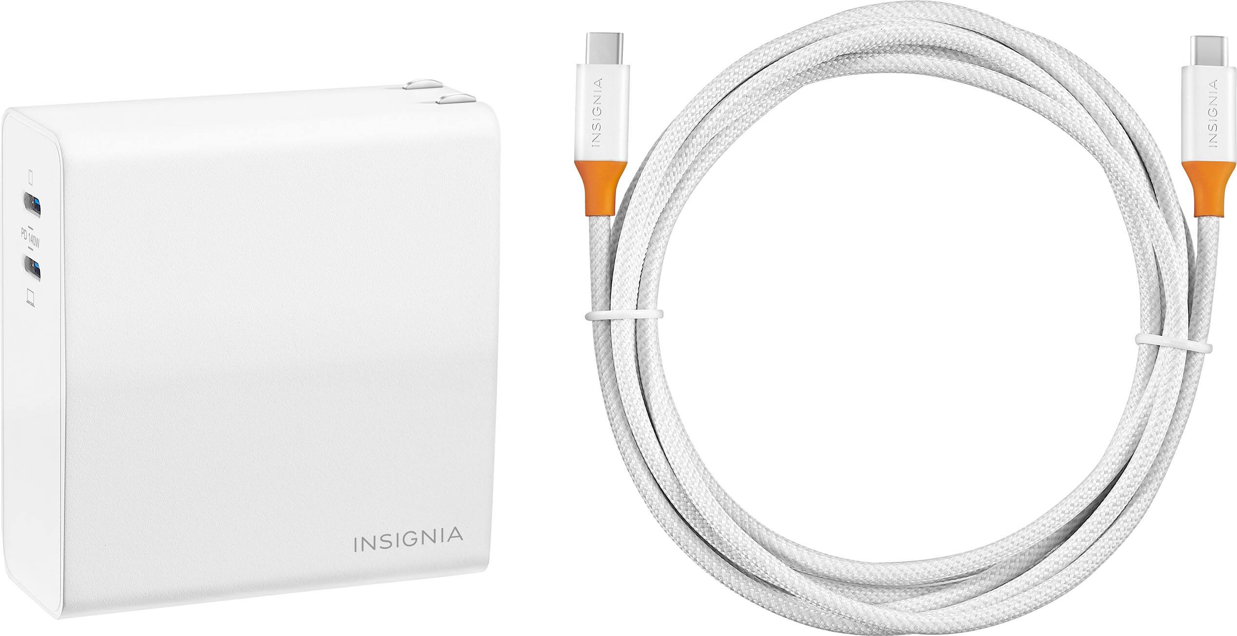 Alt View 19. Insignia™ - 140W Dual Port USB-C Compact Wall Charger Kit for MacBook Pro 16”, Smartphone, and Tablet - White.
