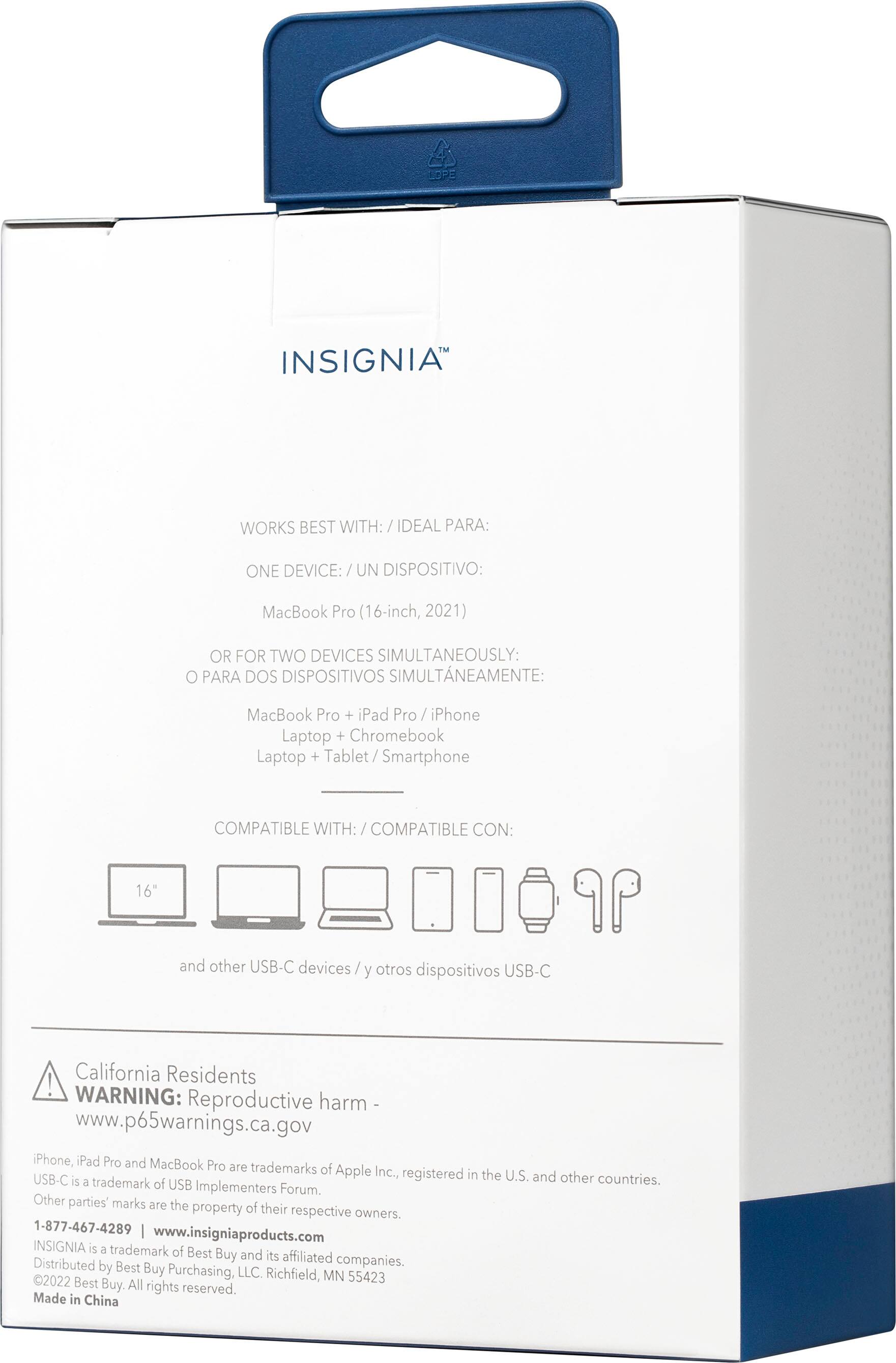 Alt View 17. Insignia™ - 140W Dual Port USB-C Compact Wall Charger Kit for MacBook Pro 16”, Smartphone, and Tablet - White.