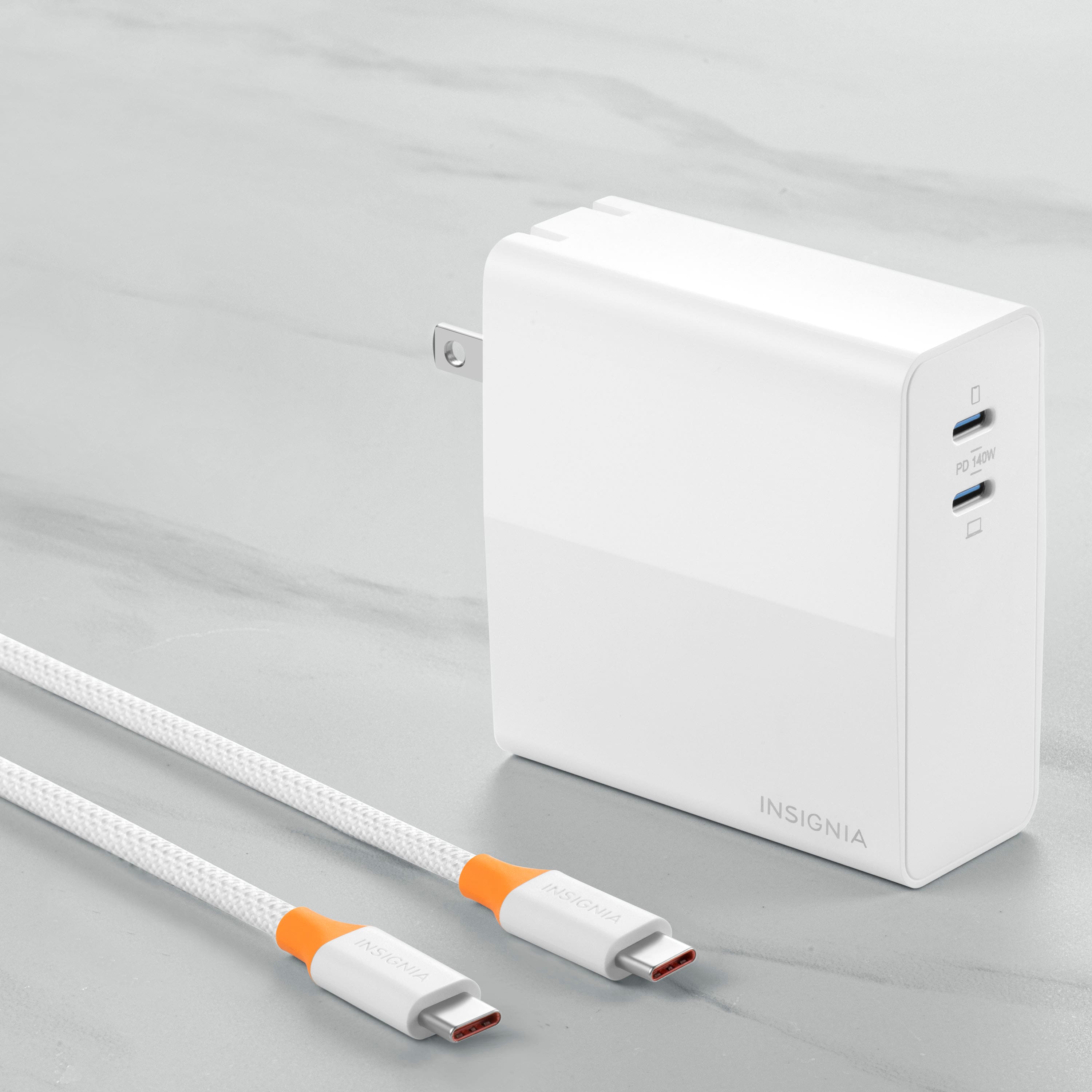 Alt View 14. Insignia™ - 140W Dual Port USB-C Compact Wall Charger Kit for MacBook Pro 16”, Smartphone, and Tablet - White.