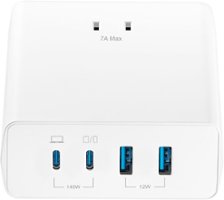 Insignia™ - 140W 4-Port USB and USB-C Desktop Charger Kit for MacBook Pro 16” and More - White - Front_Zoom