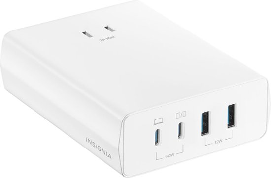 Front Zoom. Insignia™ - 140W 4-Port USB and USB-C Desktop Charger Kit for MacBook Pro 16”, Laptops, Smartphone, Tablet, and More - White.
