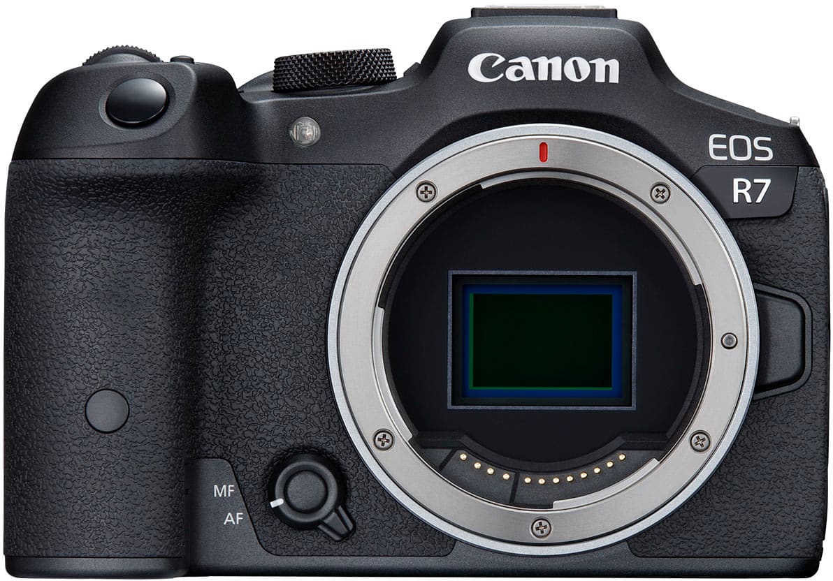 Front. Canon - EOS R7 Mirrorless Camera (Body Only) - Black.