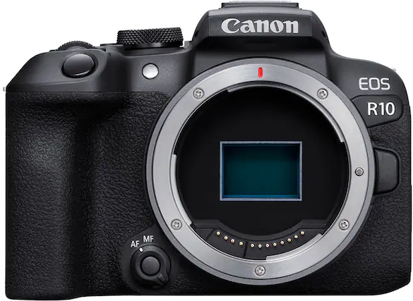 Front. Canon - EOS R10 Mirrorless Camera (Body Only) - Black.