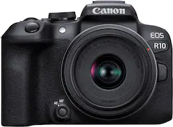 Canon - EOS R10 Mirrorless Camera with RF-S18-45 f/4.5-6.3 IS STM Lens - Black - Front_Zoom
