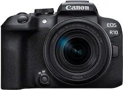 Canon - EOS R10 Mirrorless Camera with RF-S18-150mm f/3.5-6.3 IS STM Lens - Black - Front_Zoom