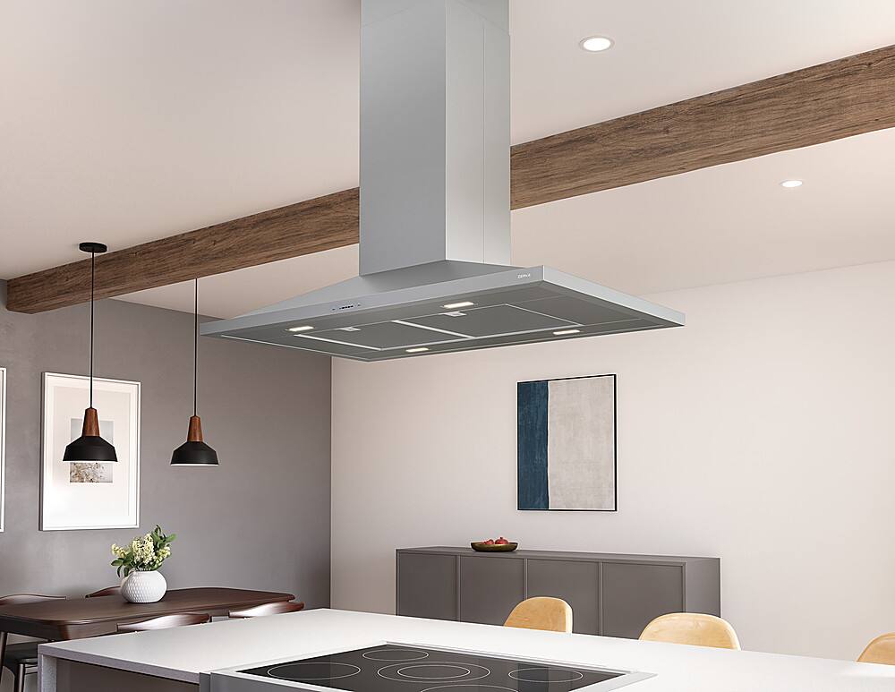 Alt View 12. Zephyr - Anzio 36 in. 600 CFM Island Mount Range Hood with LED Light - Stainless Steel.