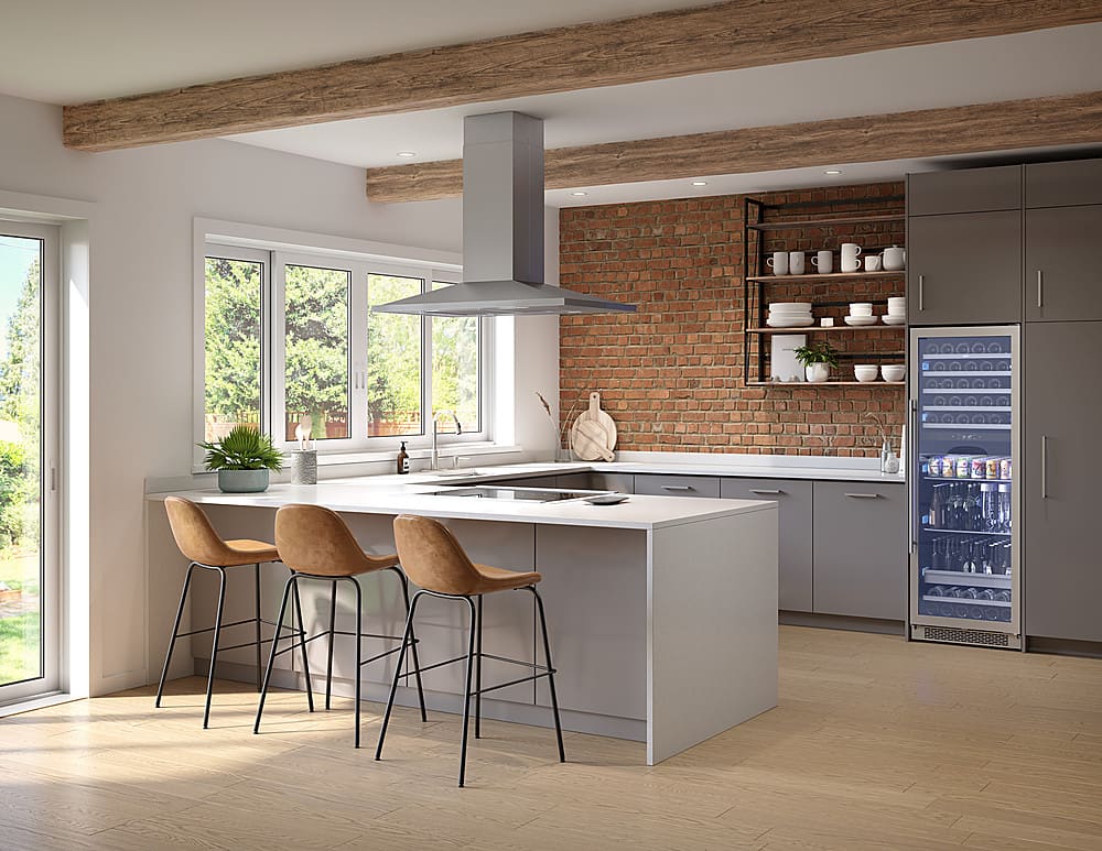 Alt View 13. Zephyr - Anzio 36 in. 600 CFM Island Mount Range Hood with LED Light - Stainless Steel.