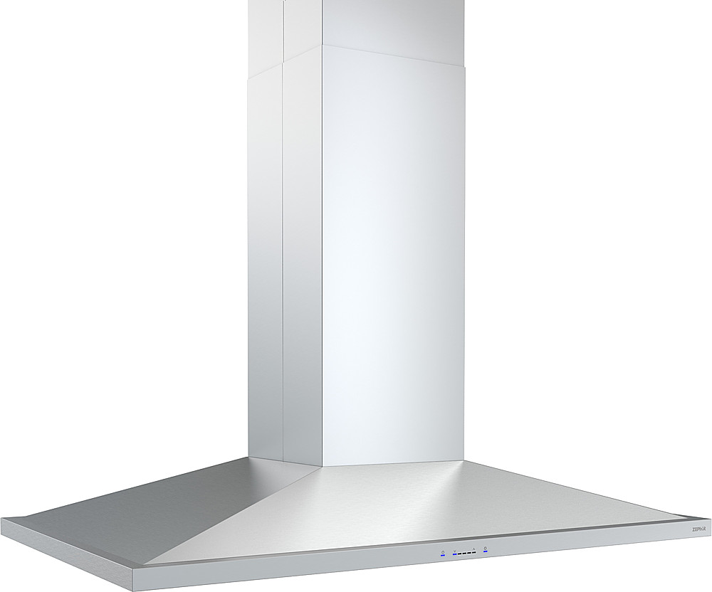 Left View: Zephyr - Anzio 36 in. 600 CFM Island Mount Range Hood with LED Light - Stainless steel