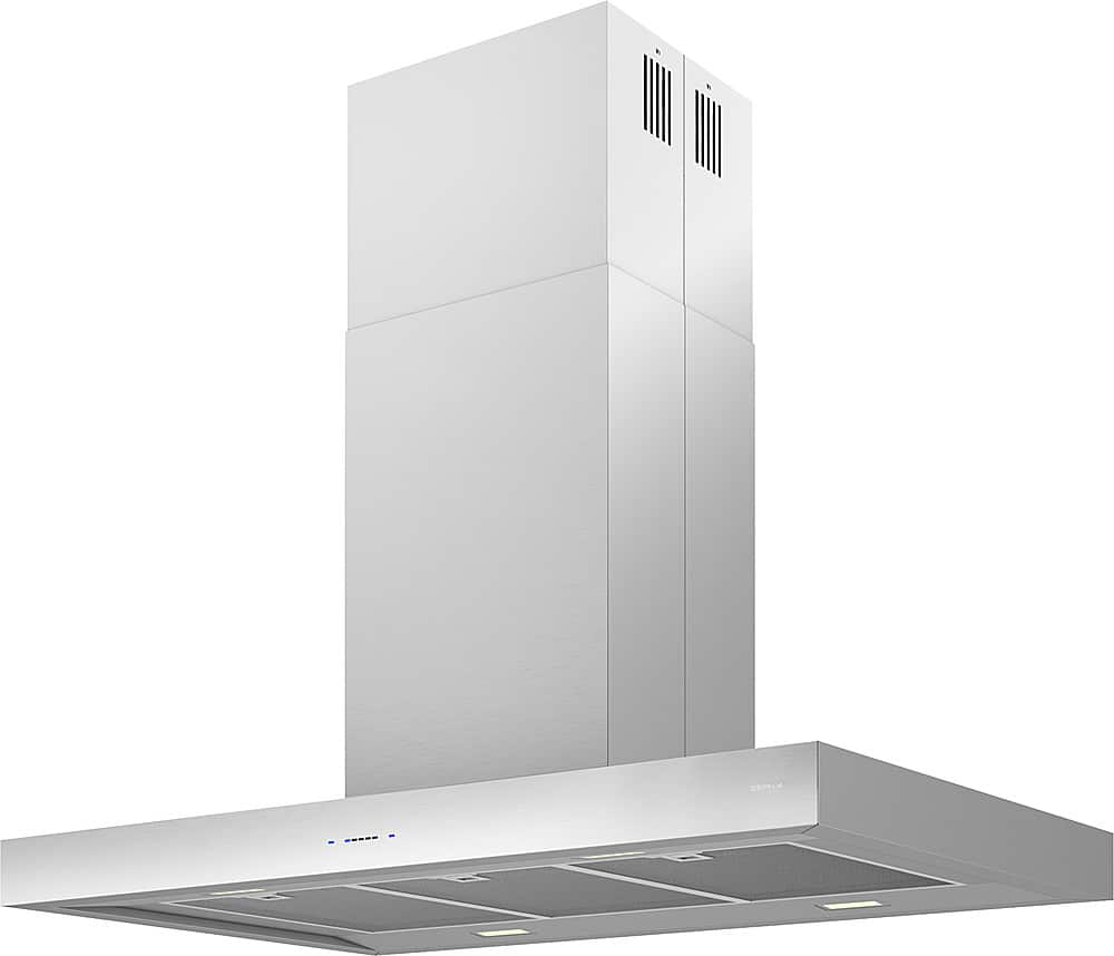 Angle. Zephyr - Roma 36 in. 600 CFM Island Mount Range Hood with LED Light - Stainless Steel.