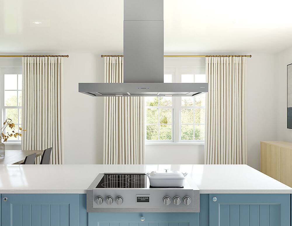 Alt View 11. Zephyr - Roma 36 in. 600 CFM Island Mount Range Hood with LED Light - Stainless Steel.
