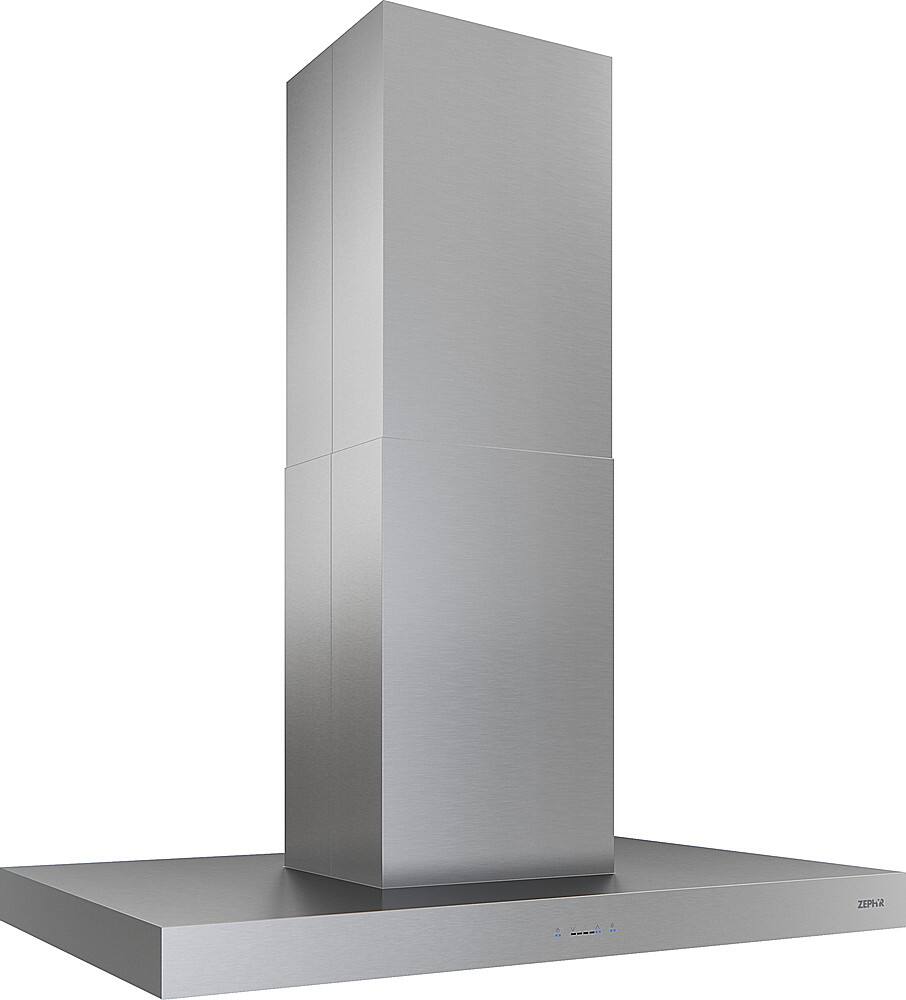 Left. Zephyr - Roma 36 in. 600 CFM Island Mount Range Hood with LED Light - Stainless Steel.