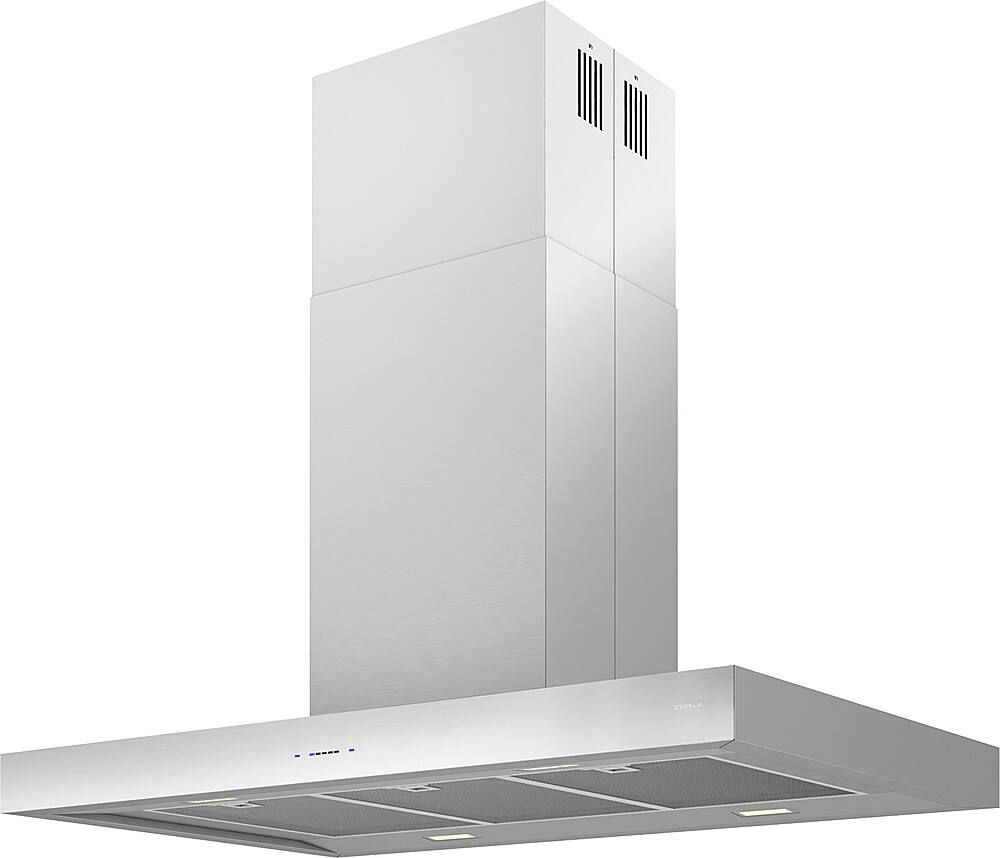 Angle View: Zephyr - Roma 42 in. 600 CFM Island Mount Range Hood with LED Light - Stainless Steel