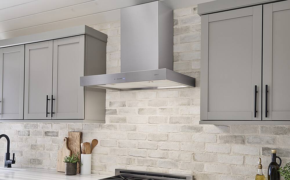 Alt View 12. Zephyr - Roma 30 in. 600 CFM Wall Mount Range Hood with LED Light - Stainless Steel.