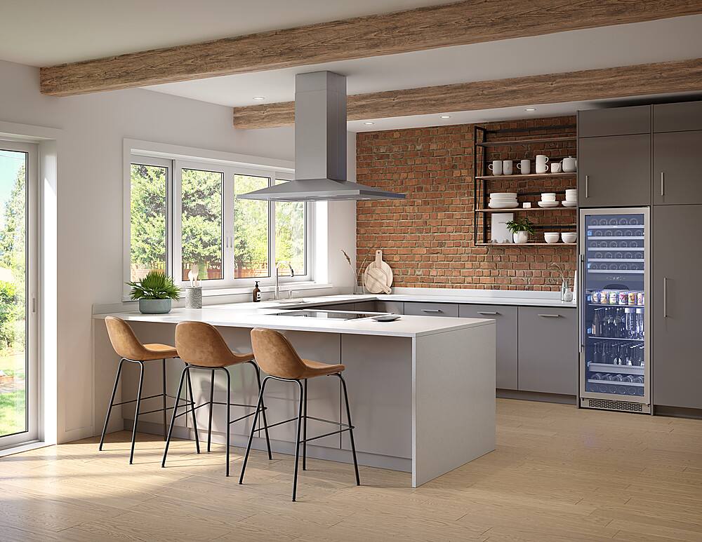 Alt View 13. Zephyr - Anzio 42 in. 600 CFM Island Mount Range Hood with LED Light - Stainless Steel.