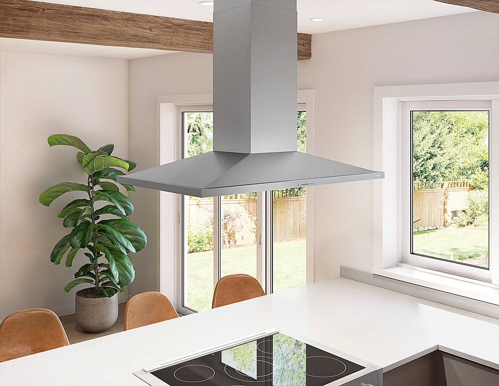 Alt View 14. Zephyr - Anzio 42 in. 600 CFM Island Mount Range Hood with LED Light - Stainless Steel.