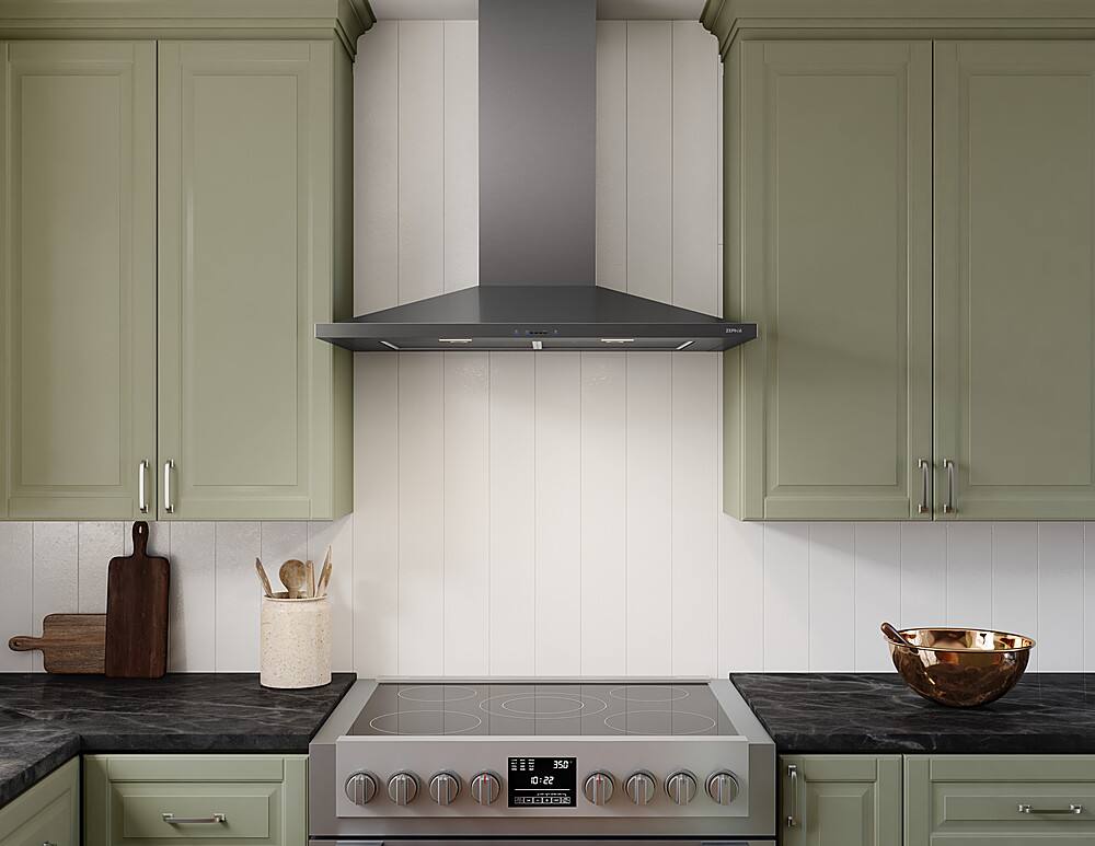 Alt View 11. Zephyr - Anzio 30 in. 600 CFM Wall Mount Range Hood with LED Light - Black Stainless Steel.