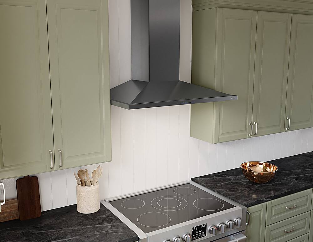 Alt View 14. Zephyr - Anzio 30 in. 600 CFM Wall Mount Range Hood with LED Light - Black Stainless Steel.