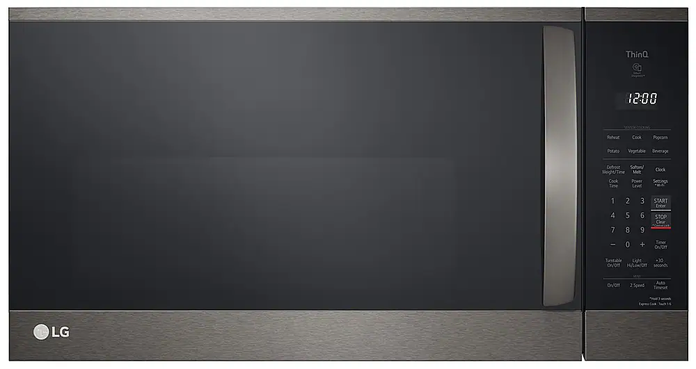 Front. LG - 1.8 Cu. Ft. Over-the-Range Microwave with Sensor Cooking and EasyClean - PrintProof Black Stainless Steel.
