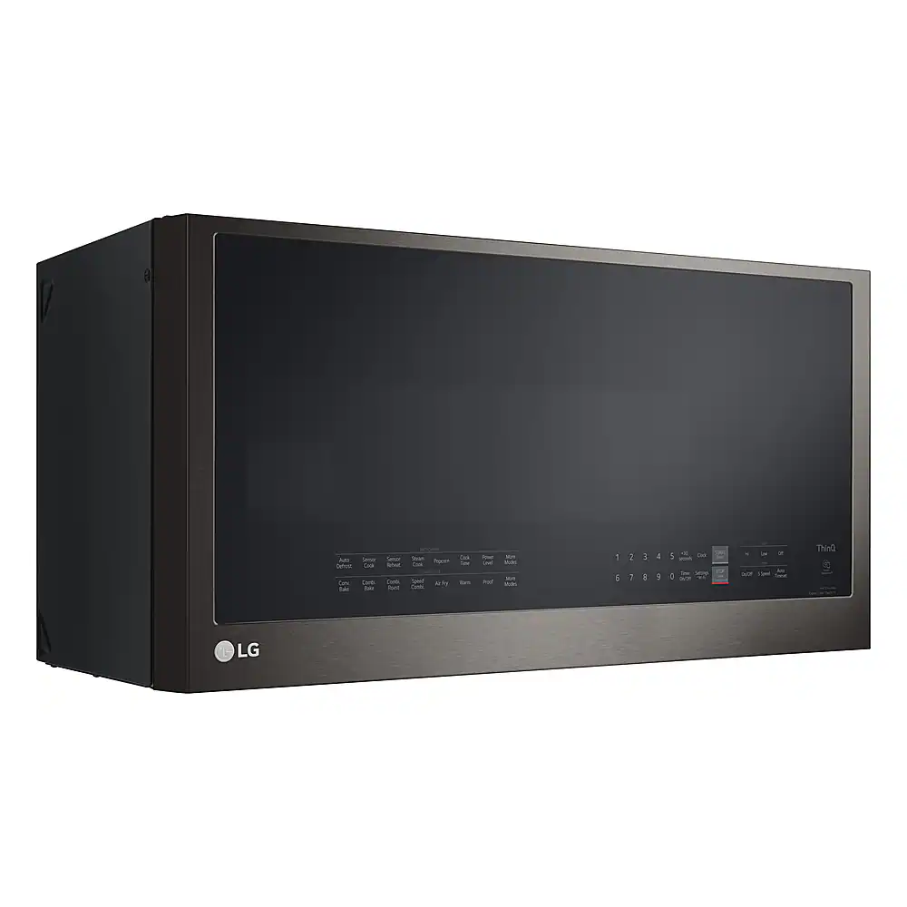 Angle. LG - 1.7 Cu. Ft. Convection Over-the-Range Microwave with Sensor Cooking and Air Fry - PrintProof Black Stainless Steel.