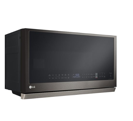 Angle Zoom. LG - 2.1 Cu. Ft. Over-the-Range Smart Microwave with Sensor Cooking and ExtendaVent 2.0 - Black Stainless Steel.