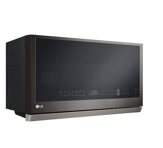 Angle Zoom. LG - 2.1 Cu. Ft. Over-the-Range Smart Microwave with Sensor Cooking and ExtendaVent 2.0 - Black Stainless Steel.