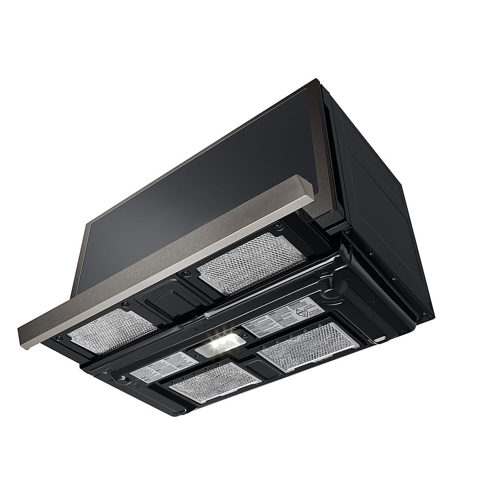 Zoom in on Alt View Zoom 1. LG - 2.1 Cu. Ft. Over-the-Range Smart Microwave with Sensor Cooking and ExtendaVent 2.0 - Black Stainless Steel.