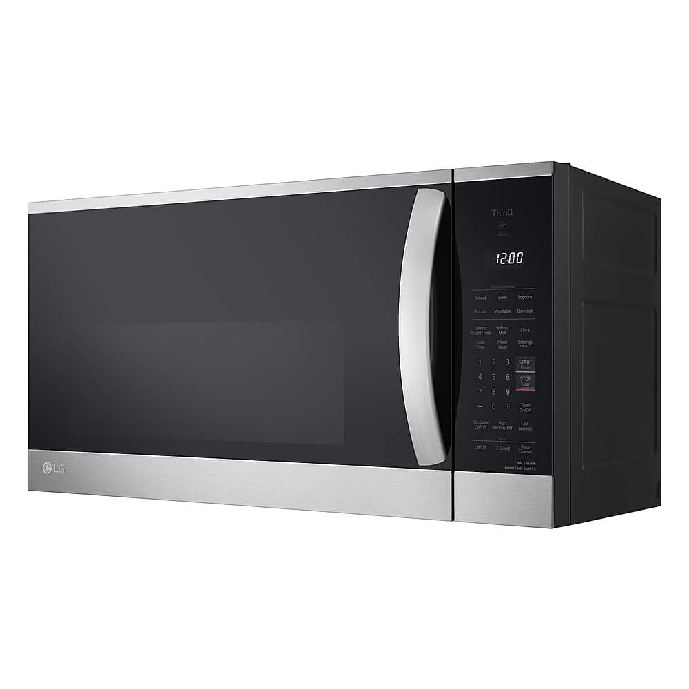 Left. LG - 1.8 Cu. Ft. Over-the-Range Smart Microwave with Sensor Cooking and EasyClean - PrintProof Stainless Steel.