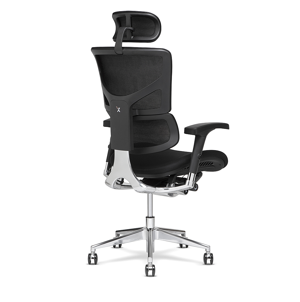 Left View: X-Chair - X3 Management Chair with Headrest - Black