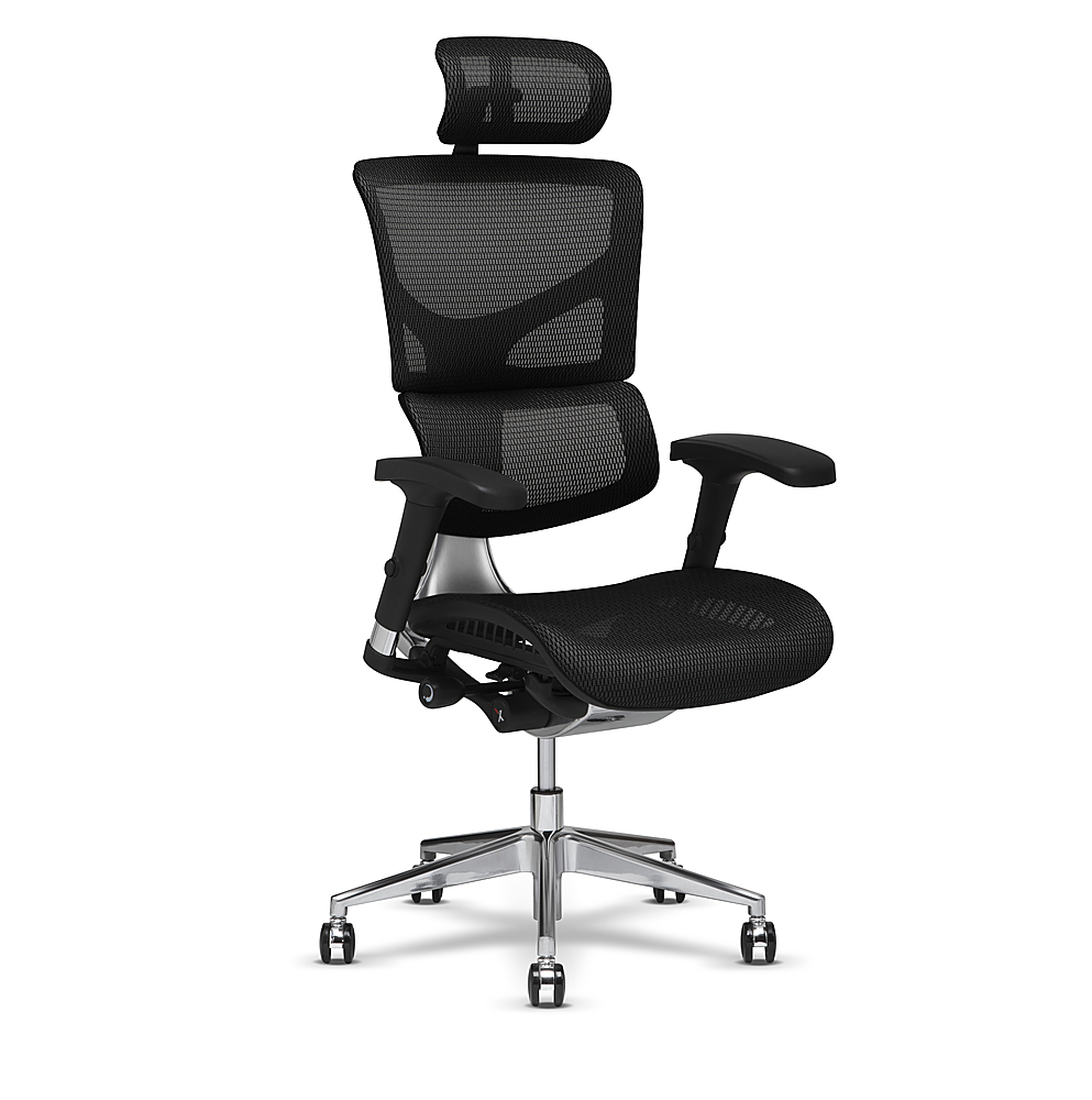 Left View: X-Chair - X2 Management Chair with Headrest - Black
