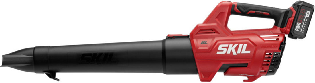 Angle View: Skil - PWR CORE 20 Brushless 20V 400 CFM Leaf Blower with 4.0Ah Battery and Charger - Red/black