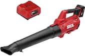 Skil - PWR CORE 20 Brushless 20V 400 CFM Leaf Blower with 4.0Ah Battery and Charger - Red/black