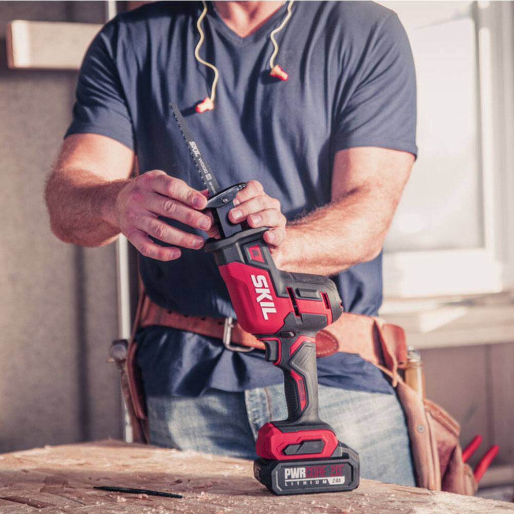 Alt View 14. Skil - PWR CORE 20 Brushless 20V Compact Reciprocating Saw with Battery and Auto PWR JUMP Charger - Black/Red.
