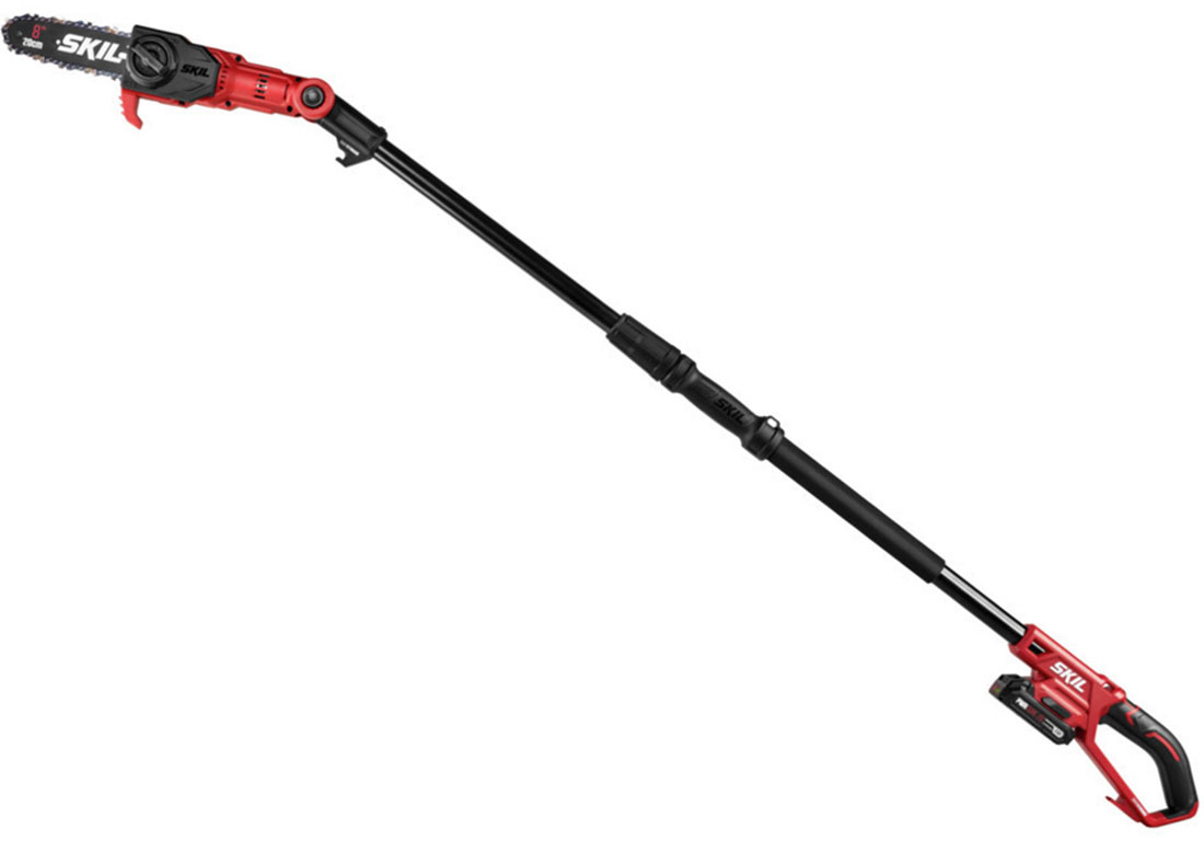 Angle View: Skil - PWR CORE 20 20-Volt 8-Inch Cordless Pole Saw with 10 foot reach (1 x Battery and 1 x Charger) - Red/black