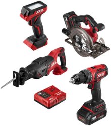 Skil - PWR CORE 20 Brushless 20V 4-Tool Kit: Drill Driver, Reciprocating Saw, Circular Saw and LED Light - Red/Black - Angle_Zoom