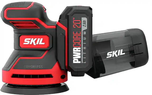 Front. Skil - PWR CORE 20 Brushless 20V Random Orbital Sander Kit with PWR JUMP Charger - Black/Red.