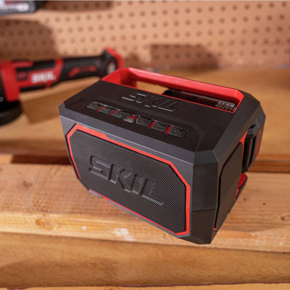Alt View 1. Skil - PWR CORE 20V Portable Bluetooth Speaker with USB port, phone cradle, and auxiliary input - Red/Black.