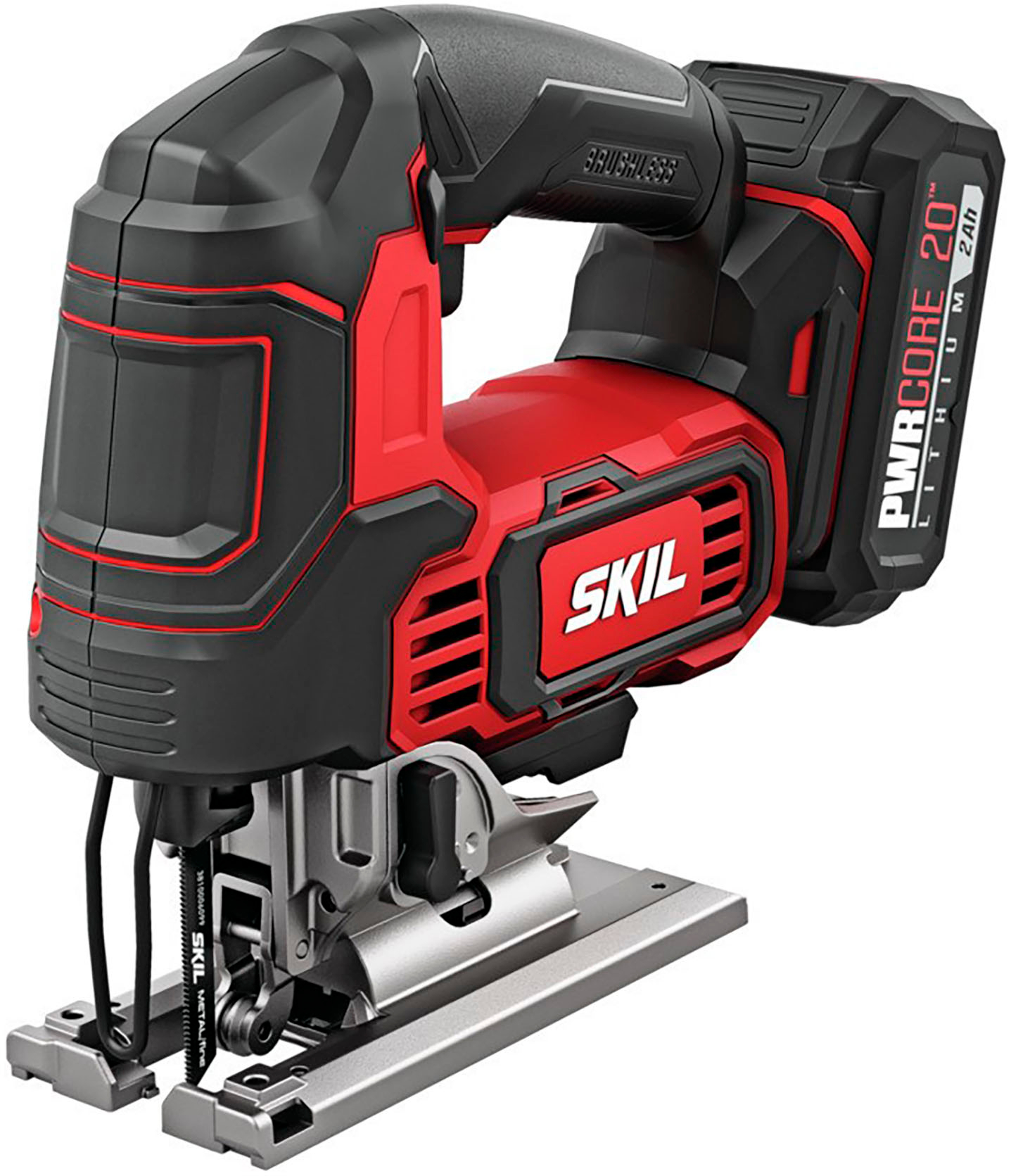 Skil PWR CORE 20 Brushless 20V Jigsaw Kit with Battery and PWR JUMP Charger  Red JS820202 Best Buy