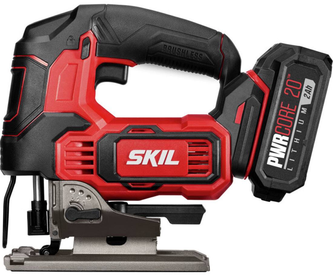 Alt View 16. Skil - PWR CORE 20 Brushless 20V Jigsaw Kit with Battery and PWR JUMP Charger - Red.