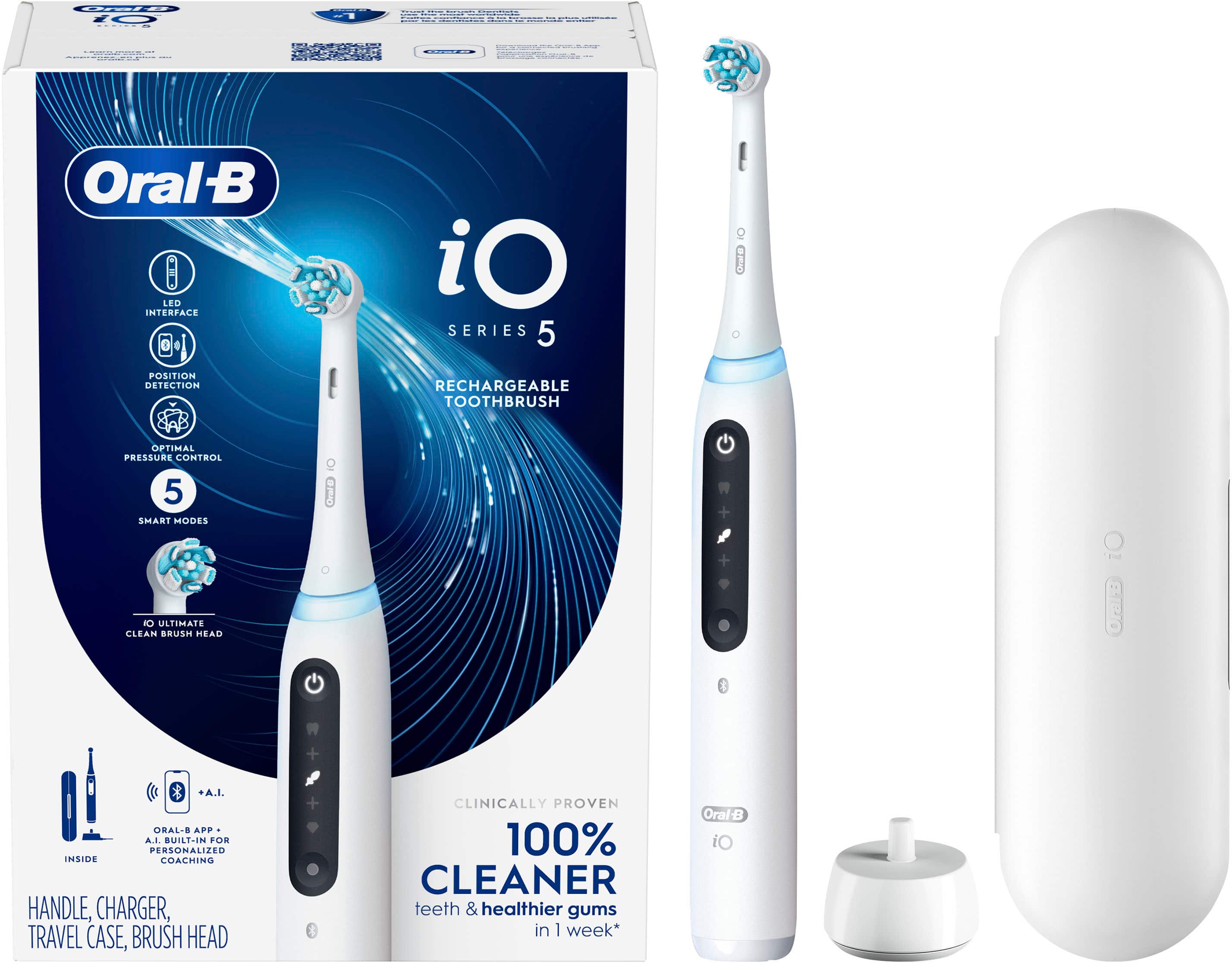 Alt View 12. Oral-B - iO Series 5 Rechargeable Electric Toothbrush w/Brush Head - White.