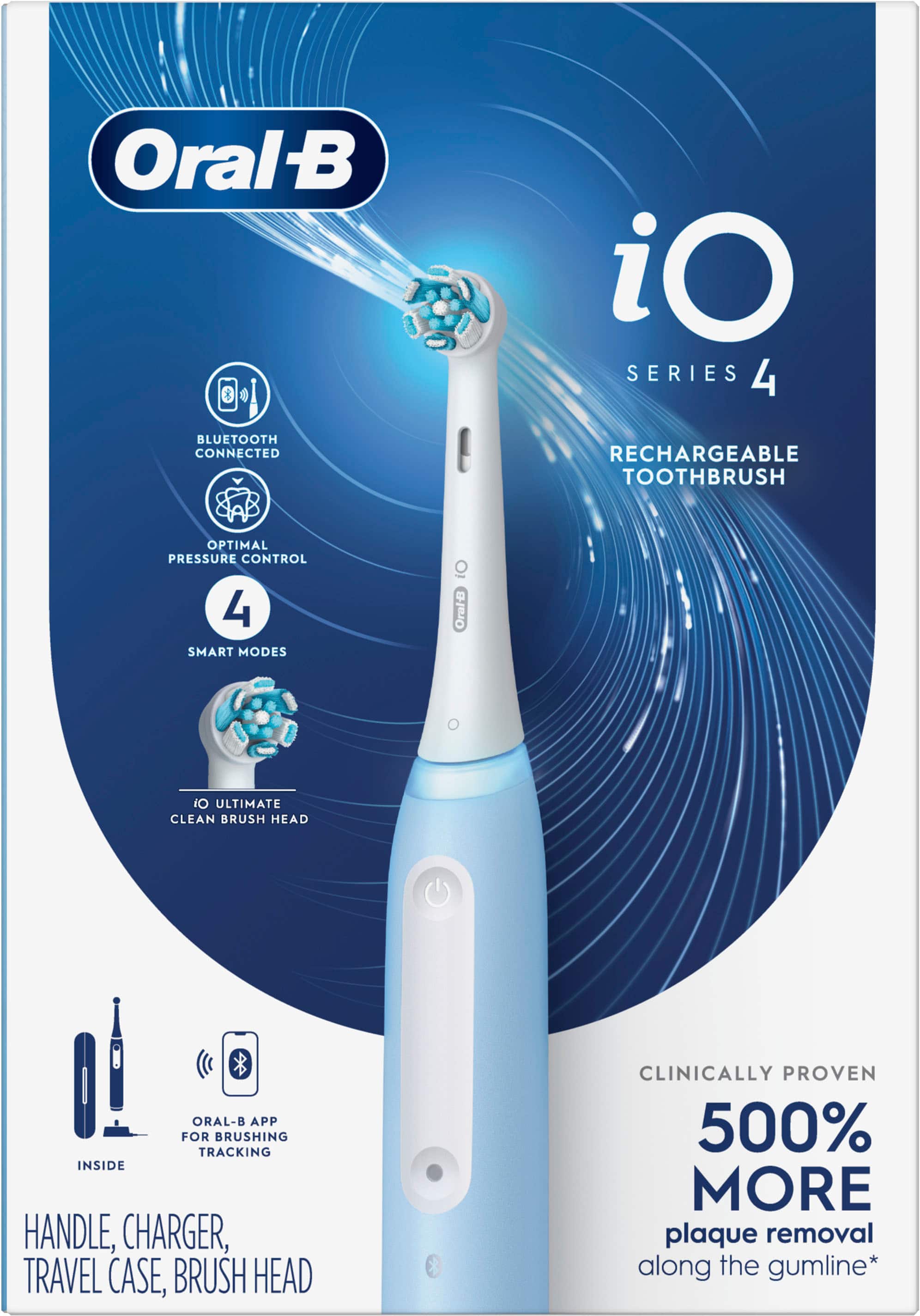 Alt View 16. Oral-B - iO Series 4 Rechargeable Electric Toothbrush w/Brush Head - Icy Blue.