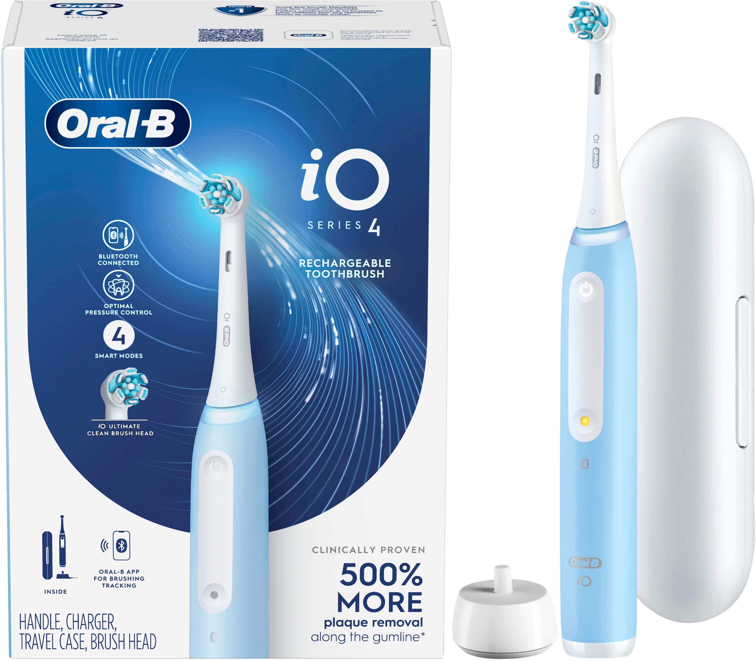 Alt View 17. Oral-B - iO Series 4 Rechargeable Electric Toothbrush w/Brush Head - Icy Blue.