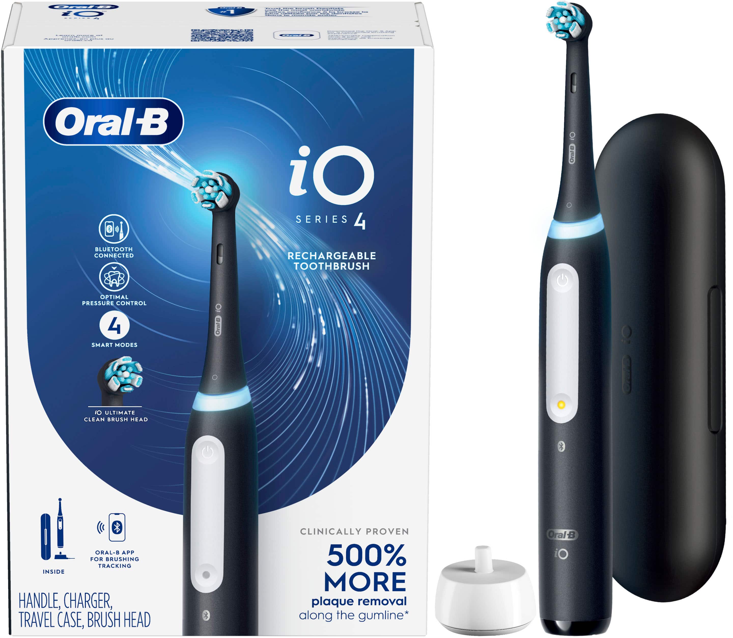 Alt View 17. Oral-B - iO Series 4 Rechargeable Electric Toothbrush w/Brush Head - Black.