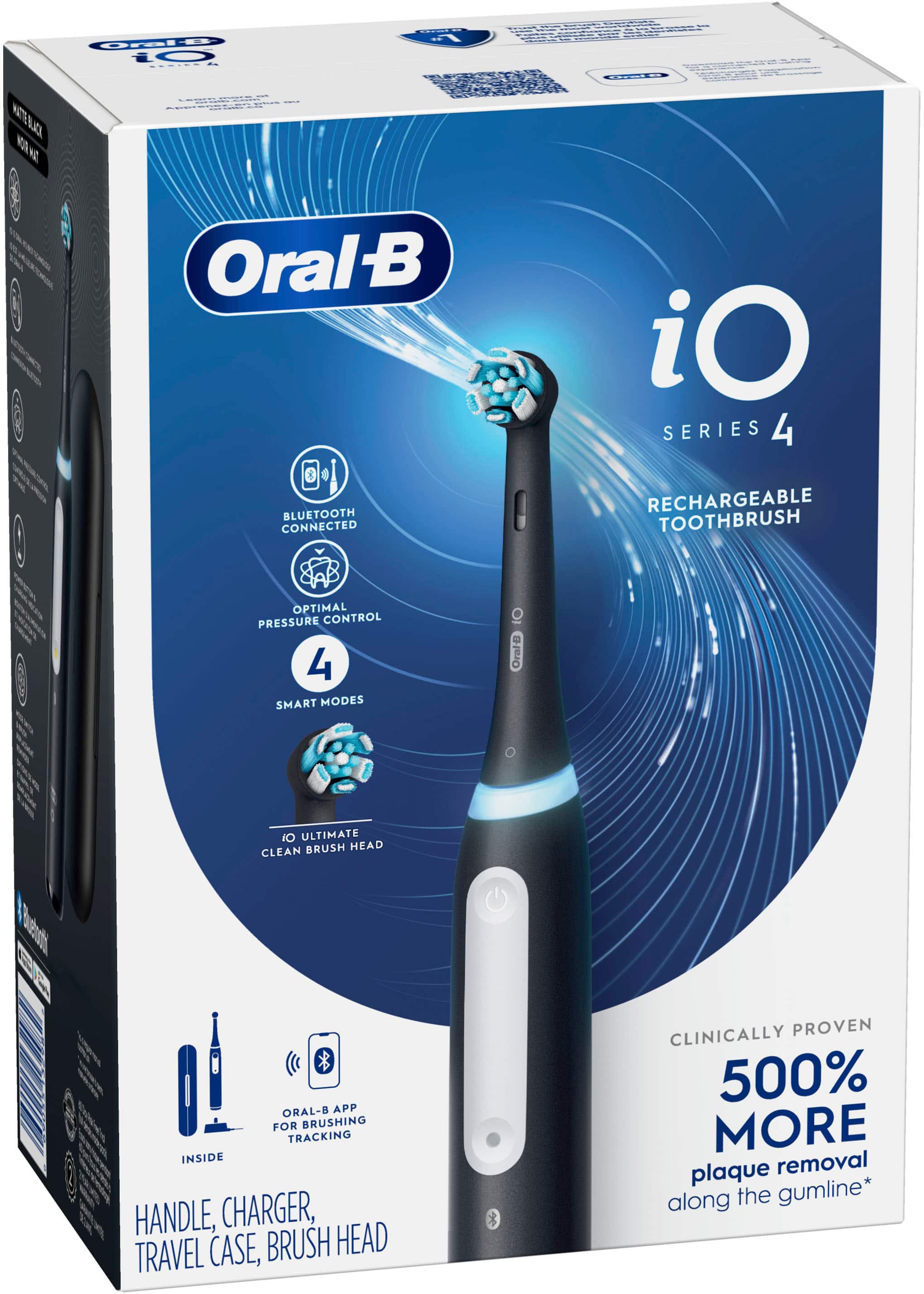 Alt View 19. Oral-B - iO Series 4 Rechargeable Electric Toothbrush w/Brush Head - Black.