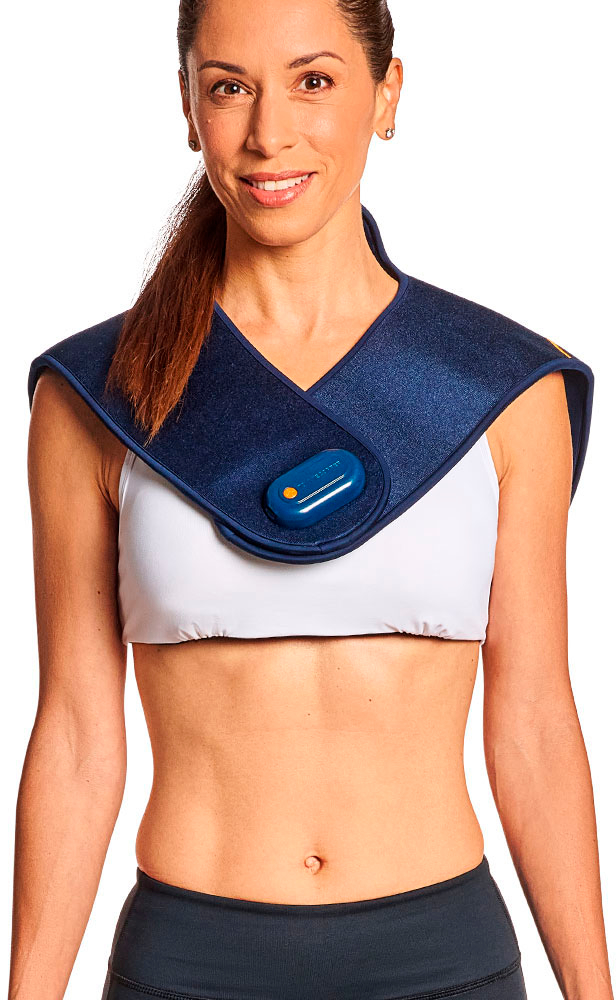 Left View: Tommie Copper - Infrared Light Therapy Neck Wrap - Dark Navy